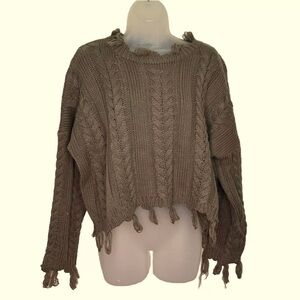 NWT Women’s A Beautiful Soul Felicitee Distressed Crop Cable Knit Sweater Sz 1X